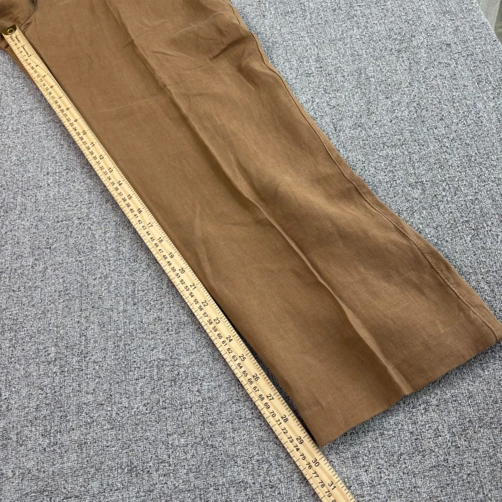 Caribbean 100% Linen Drawstring Pants Men 40x30 Brown Straight Leg Beach Wedding